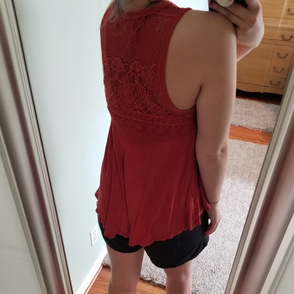 Orange lace tunic tank top - Picture 2 of 5